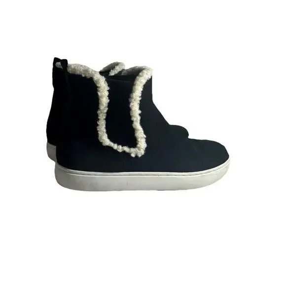 Lucky Brand Chelsea Boots Womens 11M Black Kichai Casual Comfort Faux Fur Suede - Picture 4 of 8
